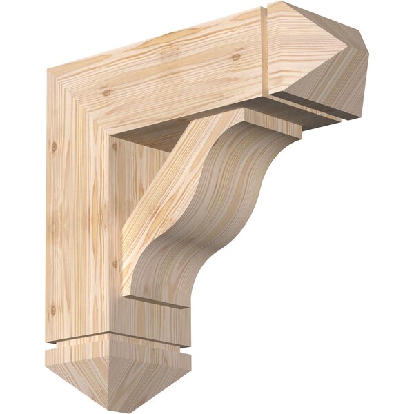 Ekena Millwork Funston Arts and Crafts Smooth Bracket w/ Offset Brace, Douglas Fir, 7 1/2"W x 22"D x 22"H BKT0806X22X22FST03SDF - main